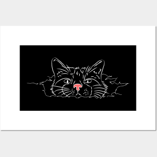 cute cat with red nose , cat lovers shirt Posters and Art